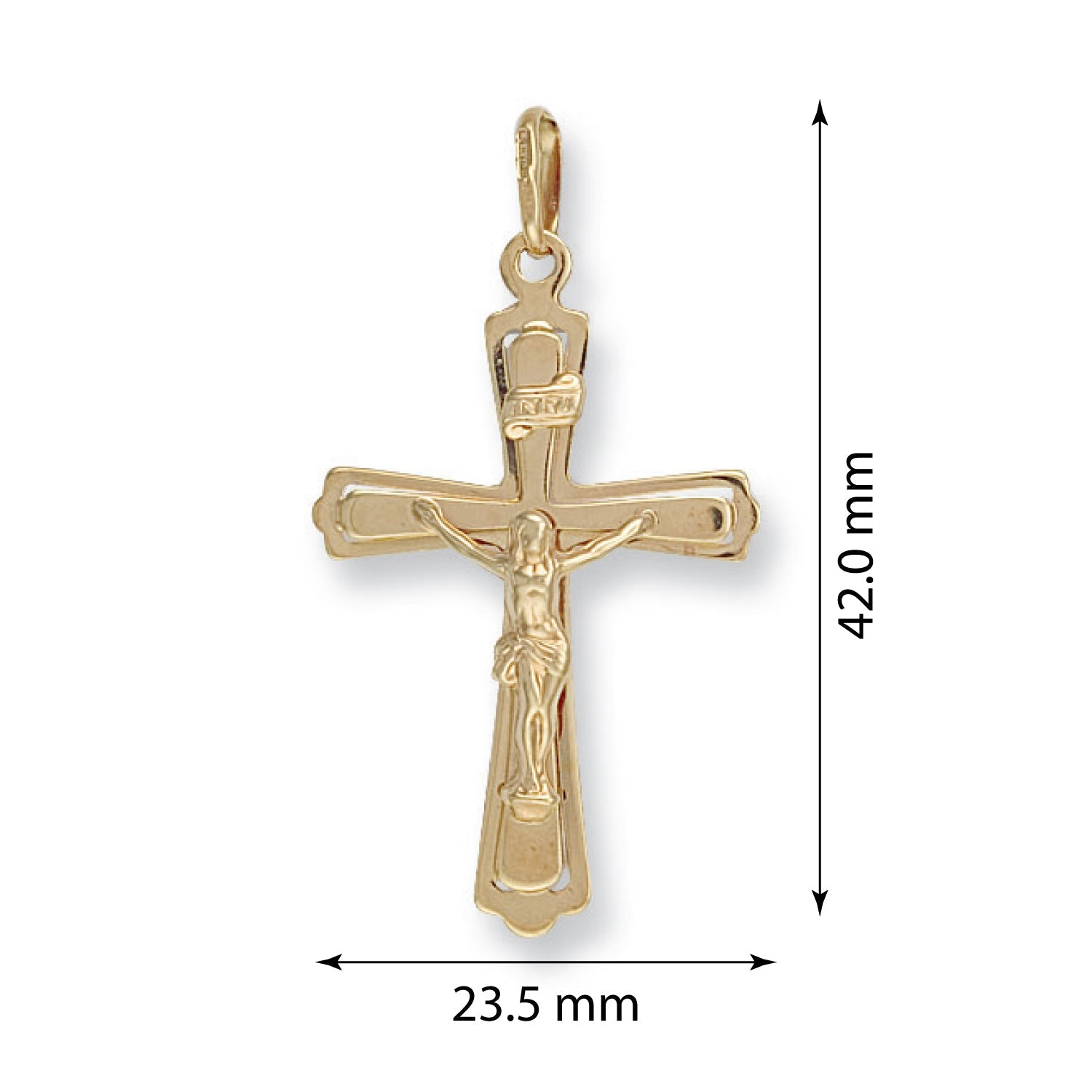 9ct Yellow Gold Cut Out Crucifix Pendant - FJewellery