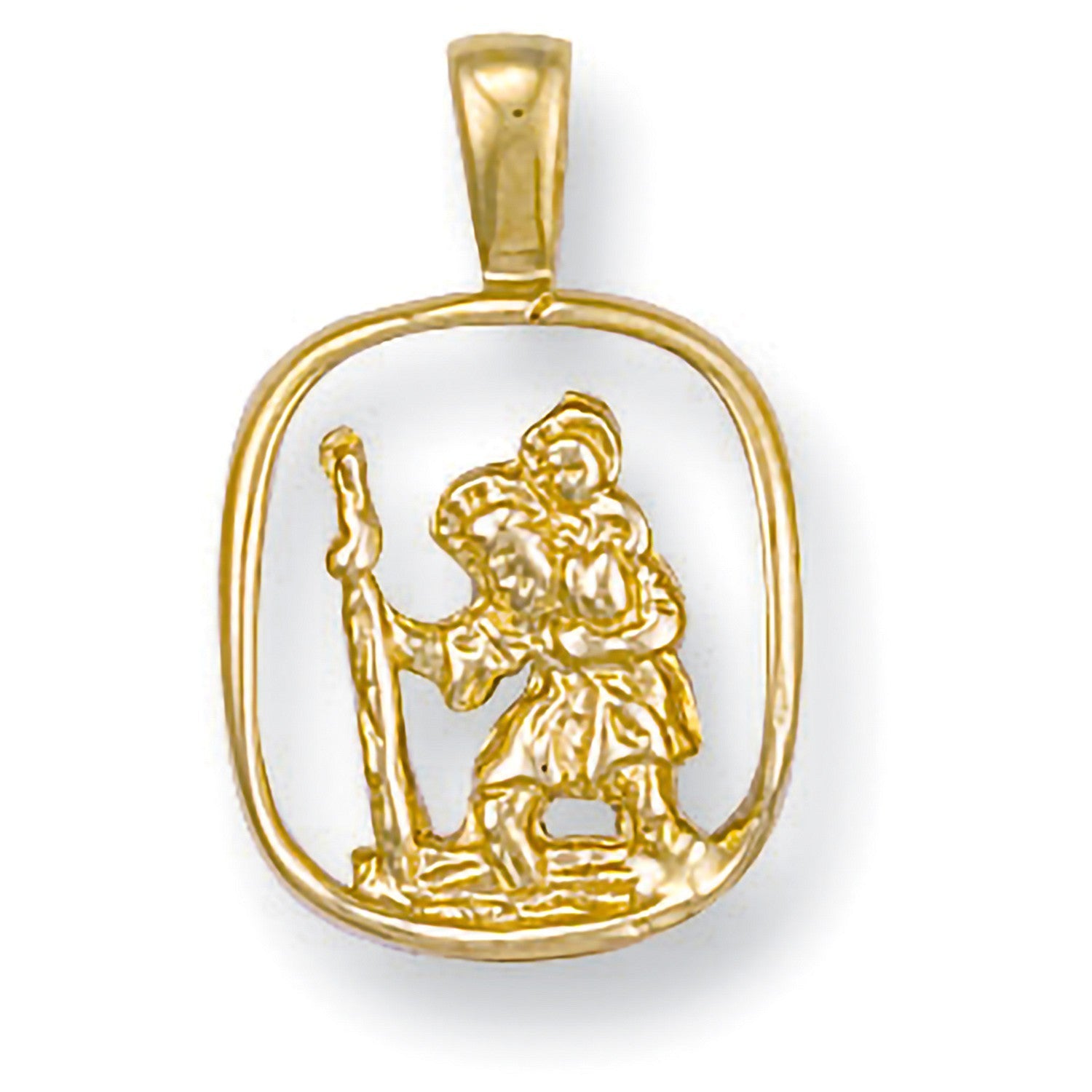 9ct Yellow Gold Cut Out Saint Christopher Pendant - FJewellery