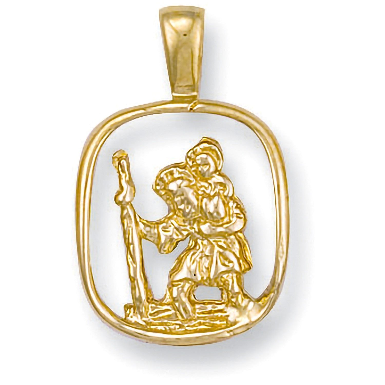 9ct Yellow Gold Cut Out St Christopher Square Pendant - FJewellery