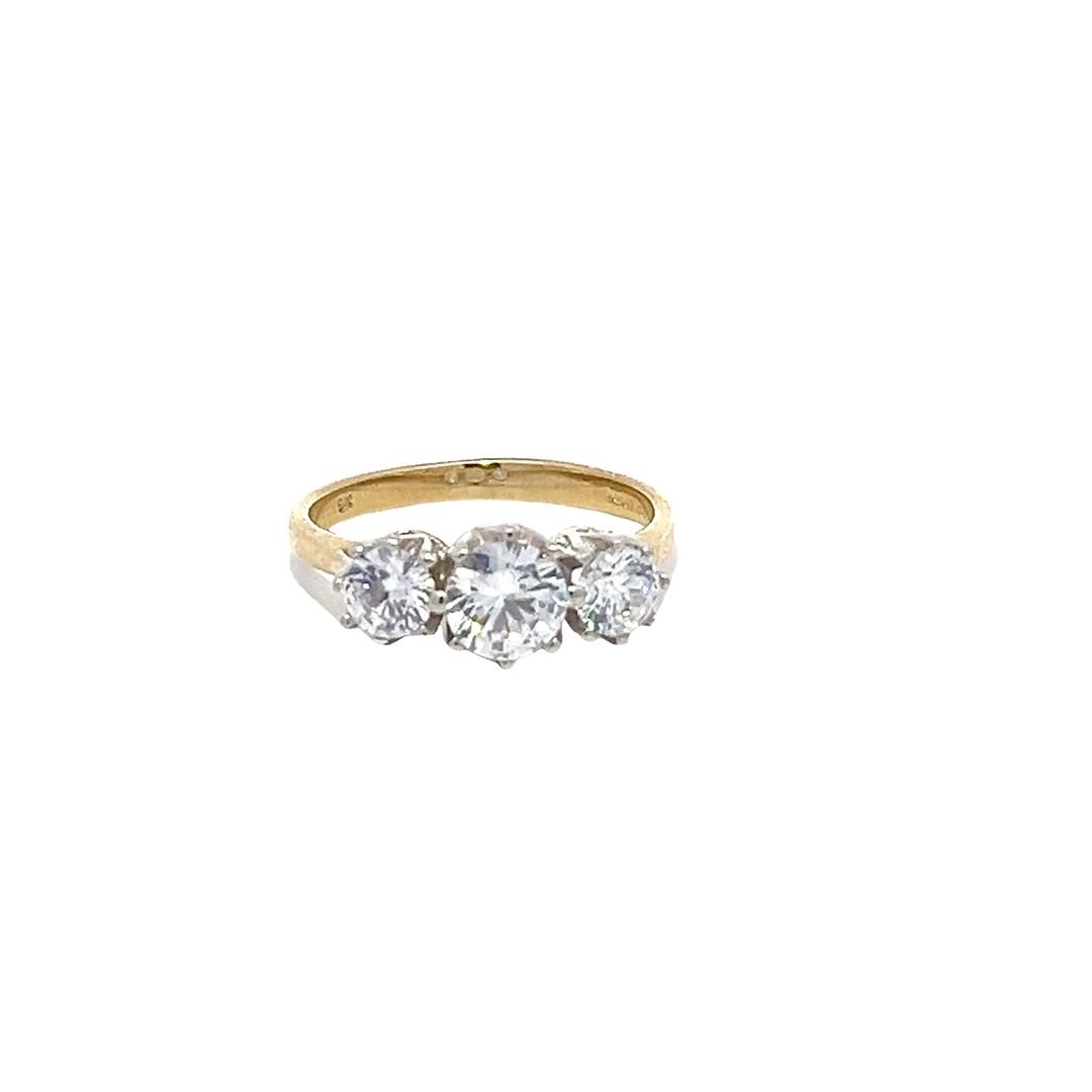 9ct Yellow Gold Cz 3 Stone Cz Ring 111131 - FJewellery