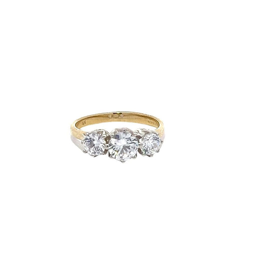 9ct Yellow Gold Cz 3 Stone Cz Ring 111131 - FJewellery