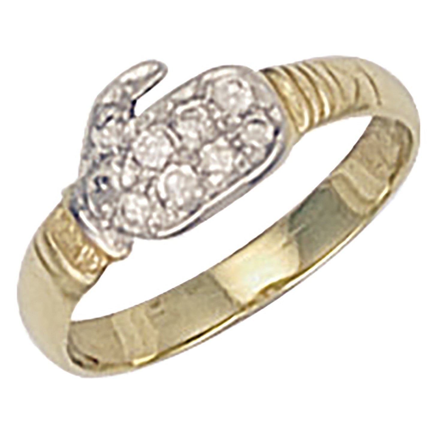 9ct Yellow Gold Cz Baby Boxing Glove Ring - FJewellery