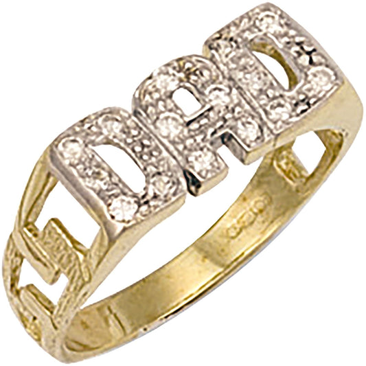 9ct Yellow Gold CZ Dad Ring - FJewellery