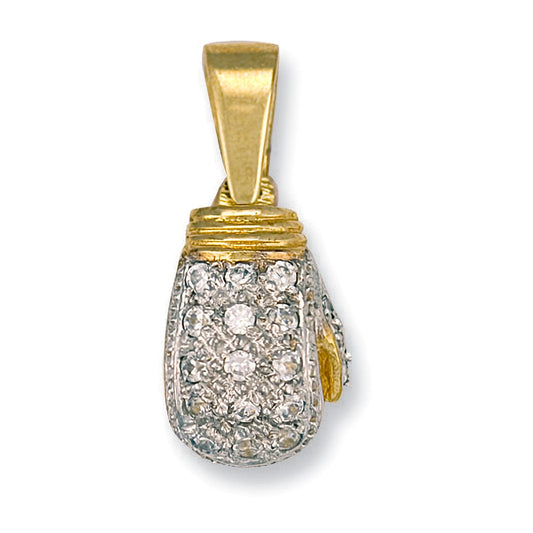 9ct Yellow Gold Cz Fancy Boxing Glove Pendant - FJewellery