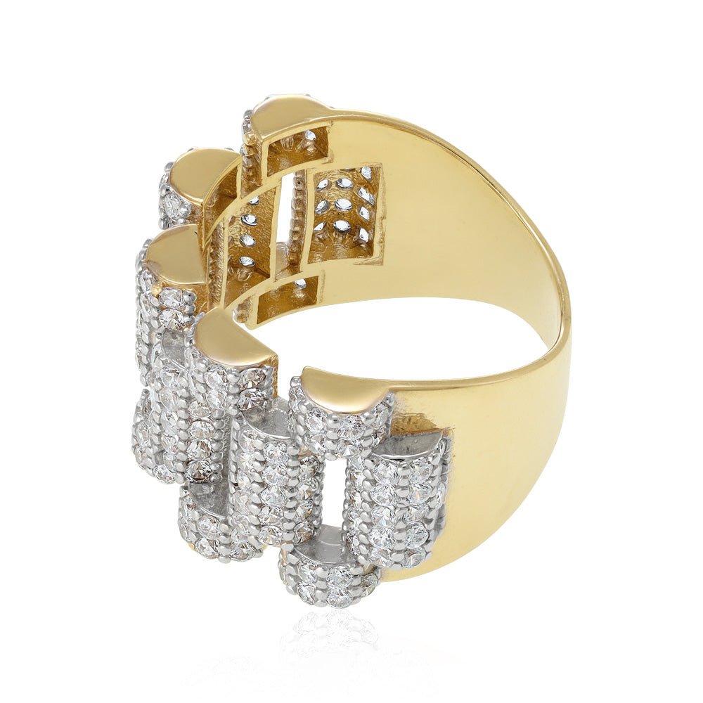 9ct Yellow Gold CZ Fancy Link Ring DSHR0676 - FJewellery