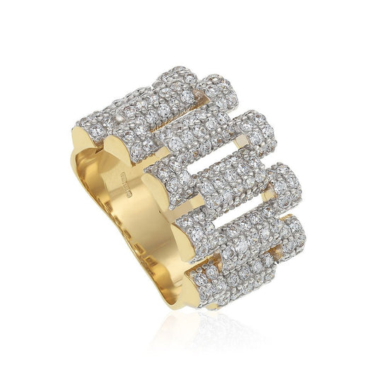 9ct Yellow Gold CZ Fancy Link Ring DSHR0676 - FJewellery