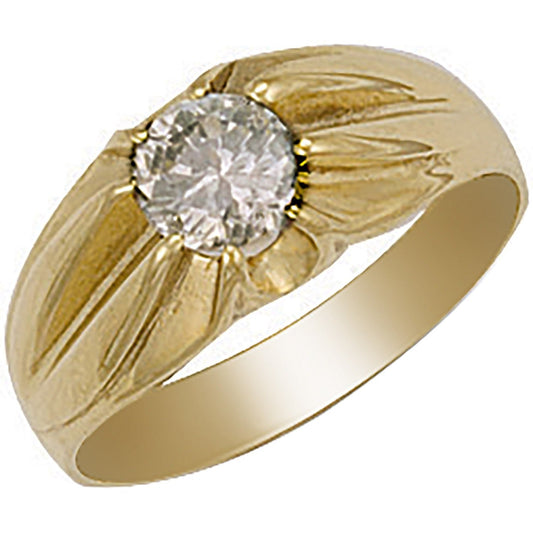 9ct Yellow Gold Cz Gipsy Ring - FJewellery