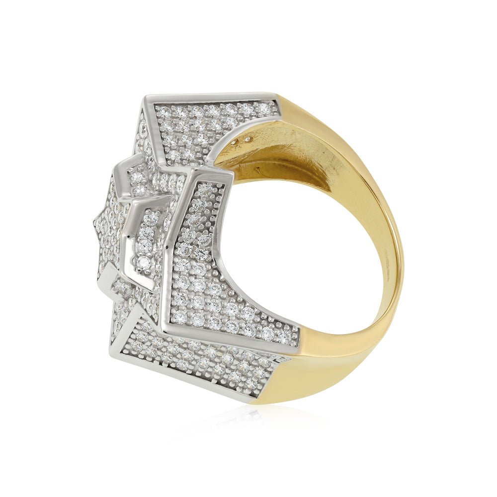 9ct Yellow Gold CZ Large 3D Star Ring DSHR0681 - FJewellery