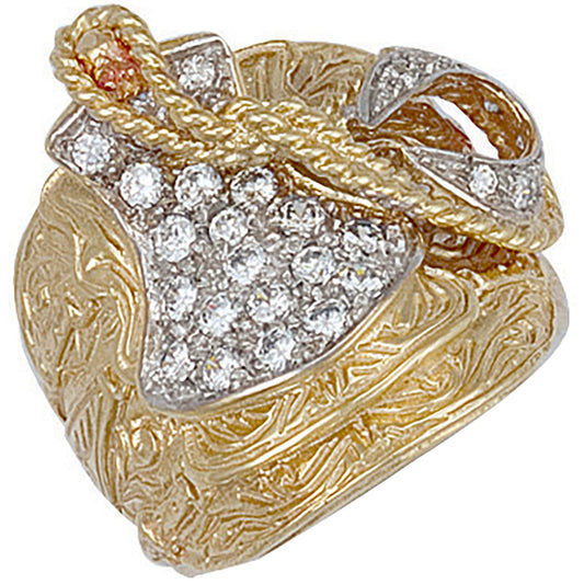 9ct Yellow Gold Cz Saddle Ring - FJewellery