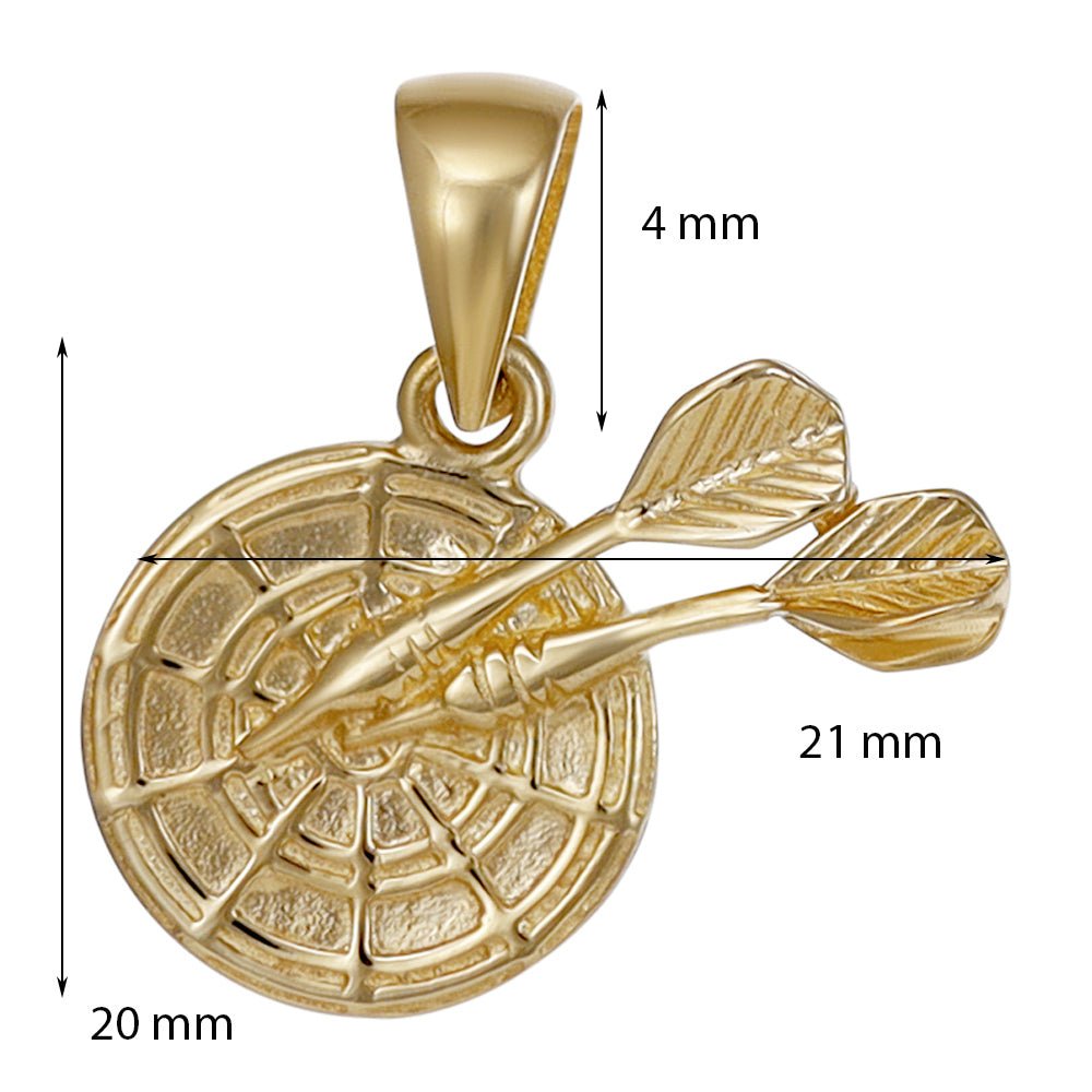 9ct yellow gold Darts on target Drop Pendants PD60-9-38-33 - FJewellery