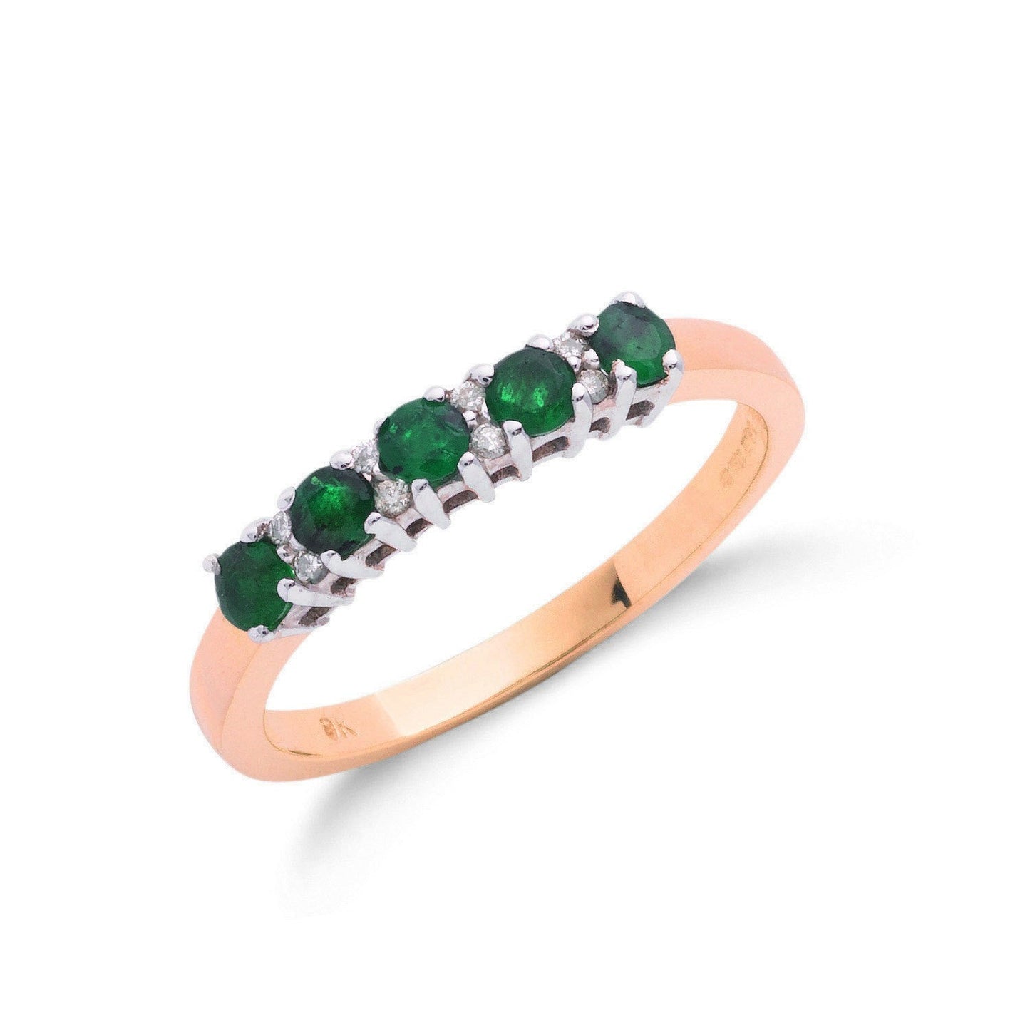 9ct Yellow Gold Diamond and Emerald Ring 3.5mm - FJewellery