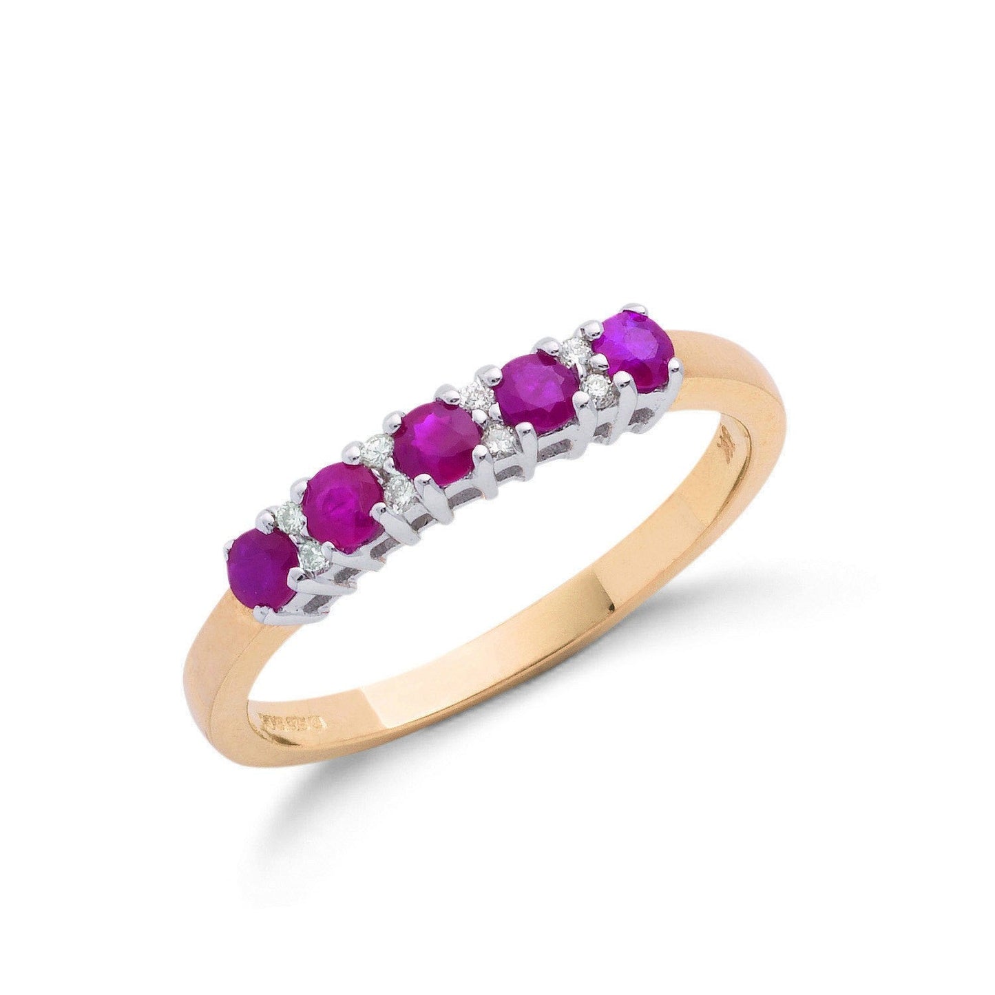 9ct Yellow Gold Diamond and Ruby Eternity Ring - FJewellery