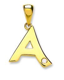 9ct Yellow Gold Diamond Initial Pendant Letter A - FJewellery
