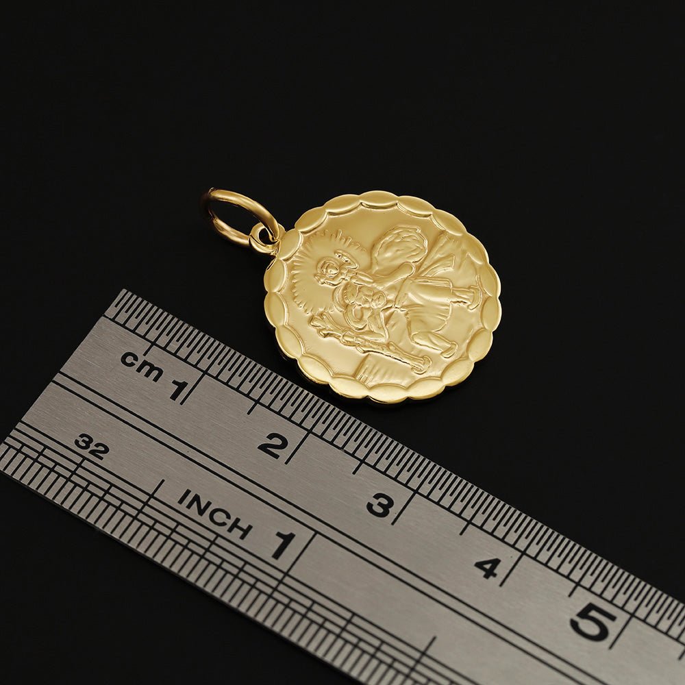 9ct Yellow Gold Double Sided Fancy St Christopher Pendant - FJewellery