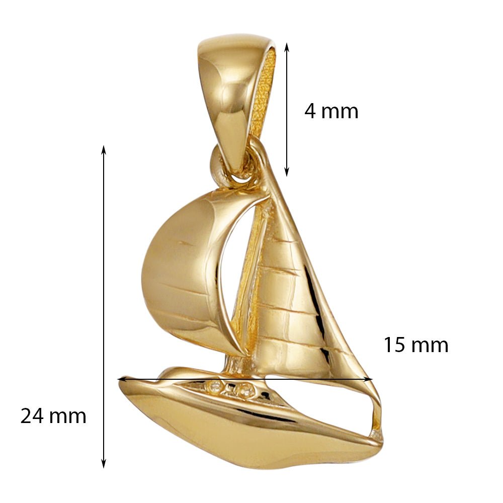 9ct yellow gold Drop Boat Pendants PD60-9-42-5 - FJewellery