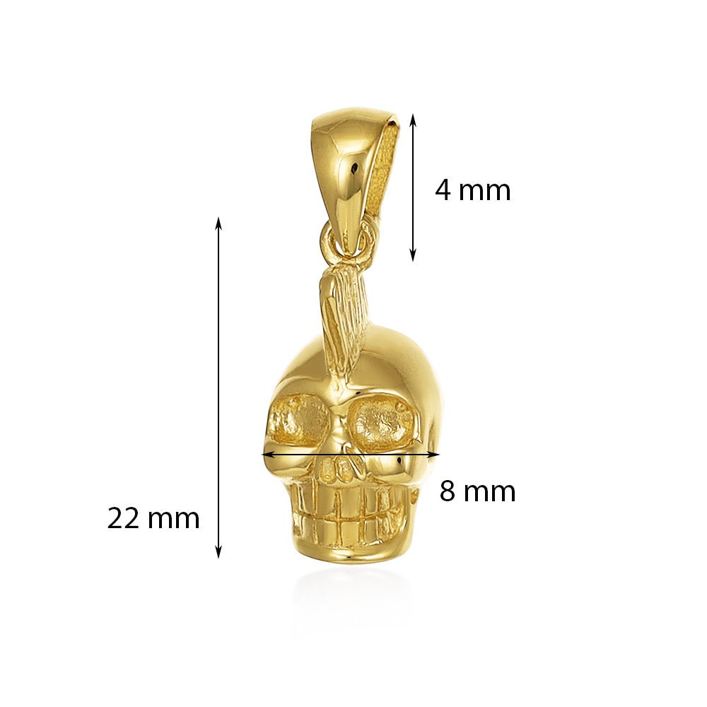 9ct yellow gold Drop Skull Pendants PD60-9-52-11 - FJewellery