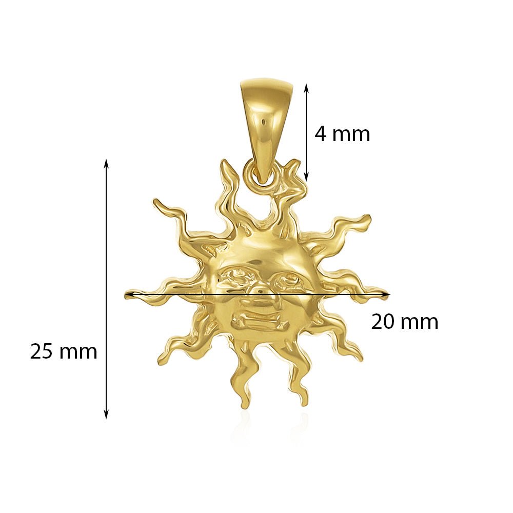 9ct yellow gold Drop Sun Pendants PD60-9-35-17 - FJewellery