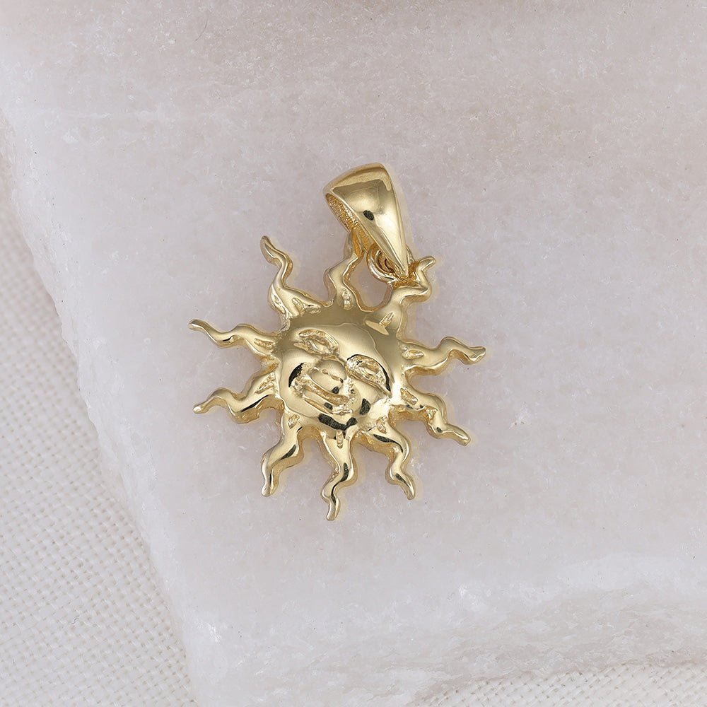 9ct yellow gold Drop Sun Pendants PD60-9-35-17 - FJewellery