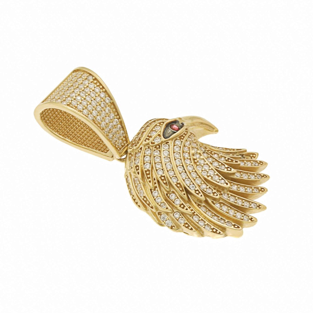 9ct yellow gold Eagle Cubic zirconia Pendant 47mm - FJewellery