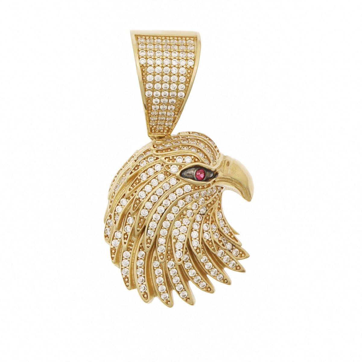 9ct yellow gold Eagle Cubic zirconia Pendant 47mm - FJewellery