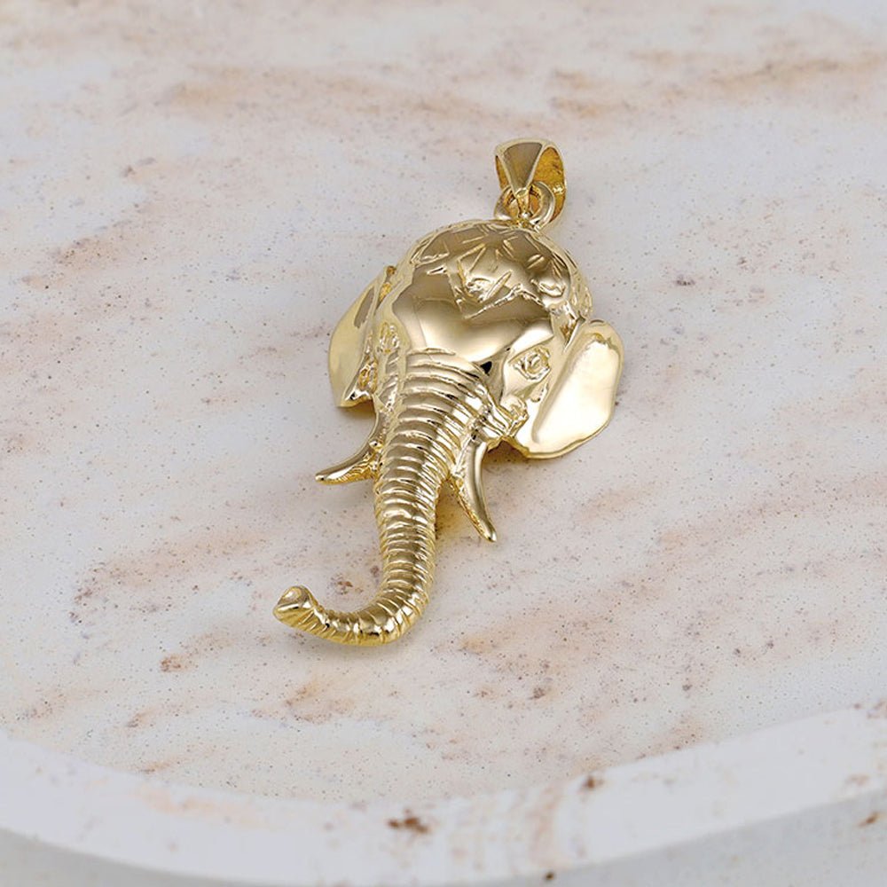 9ct yellow gold Elephant Pendants PD60-9-25-21 - FJewellery