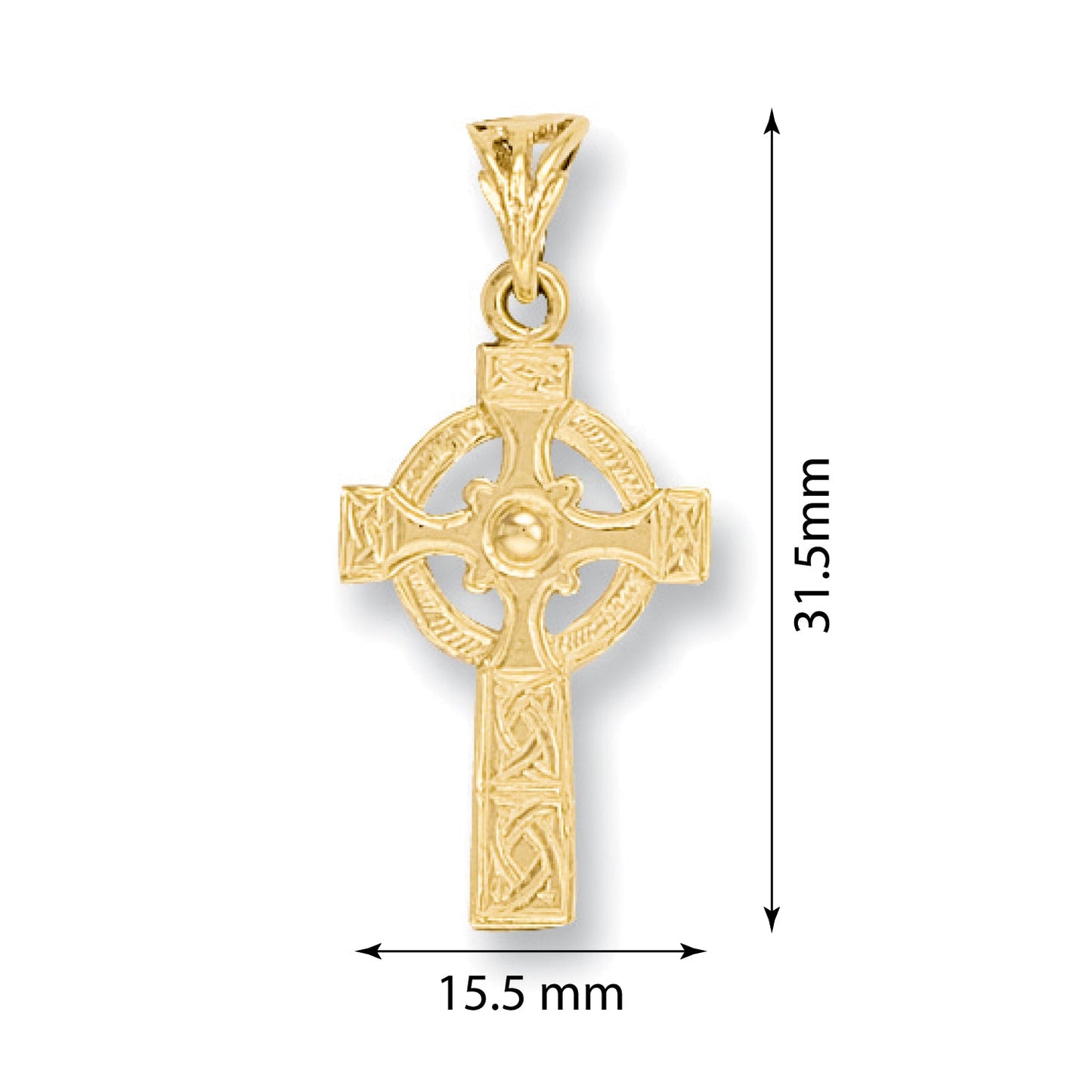 9ct Yellow Gold Engraved Celtic Cross - FJewellery