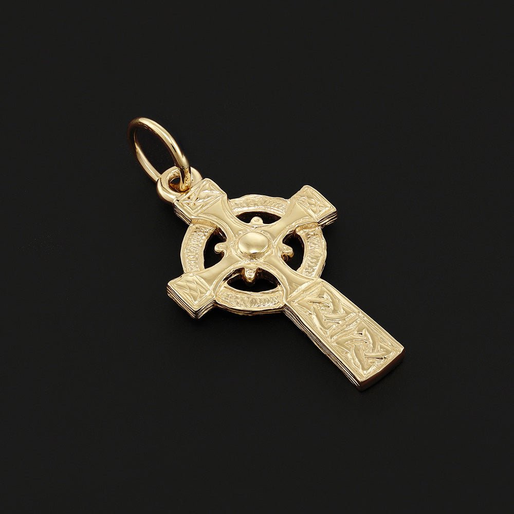 9ct Yellow Gold Engraved Celtic Cross - FJewellery
