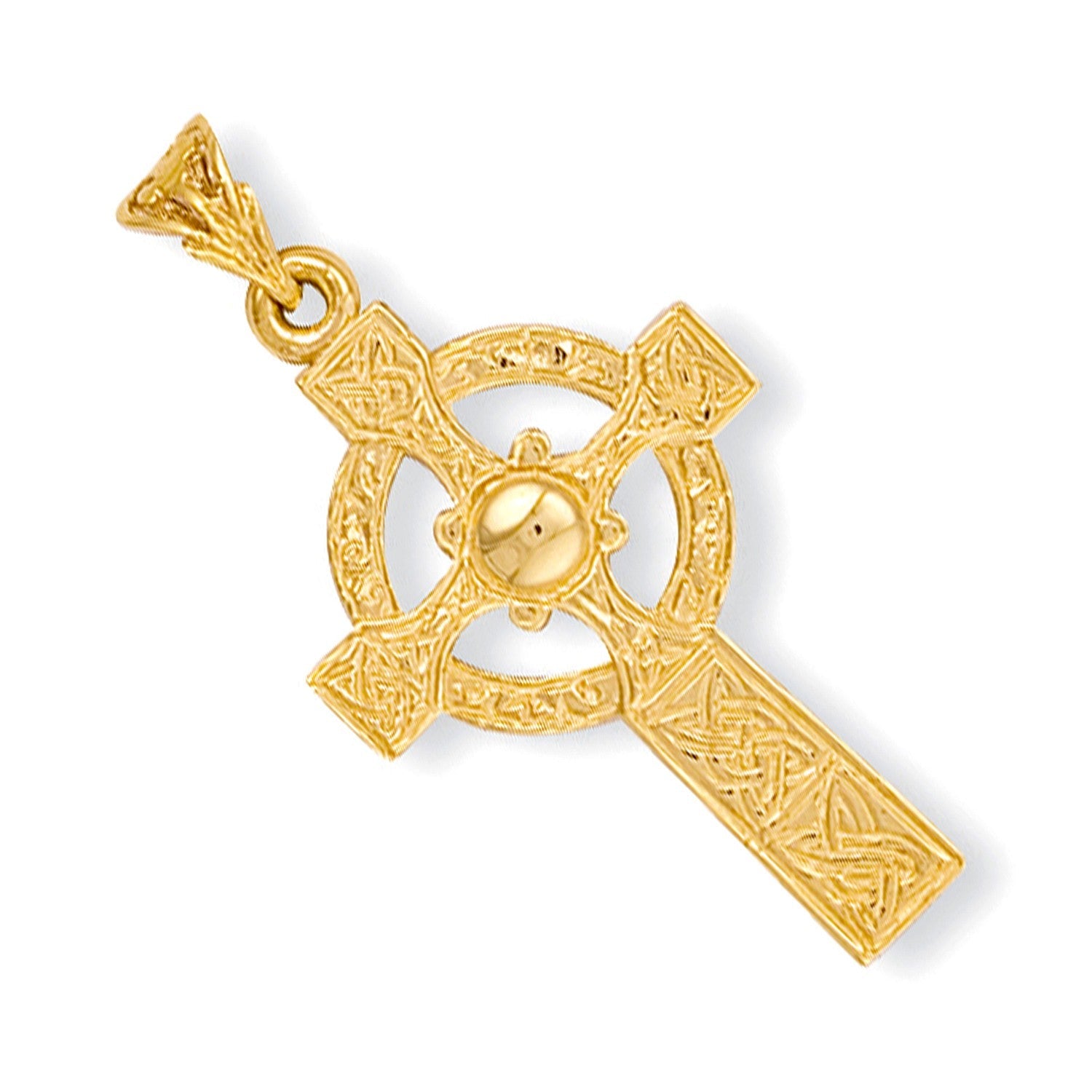 9ct Yellow Gold Engraved Celtic Cross Pendant - FJewellery