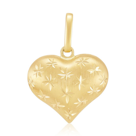 9ct Yellow Gold Faceted Star Heart Pendant - FJewellery