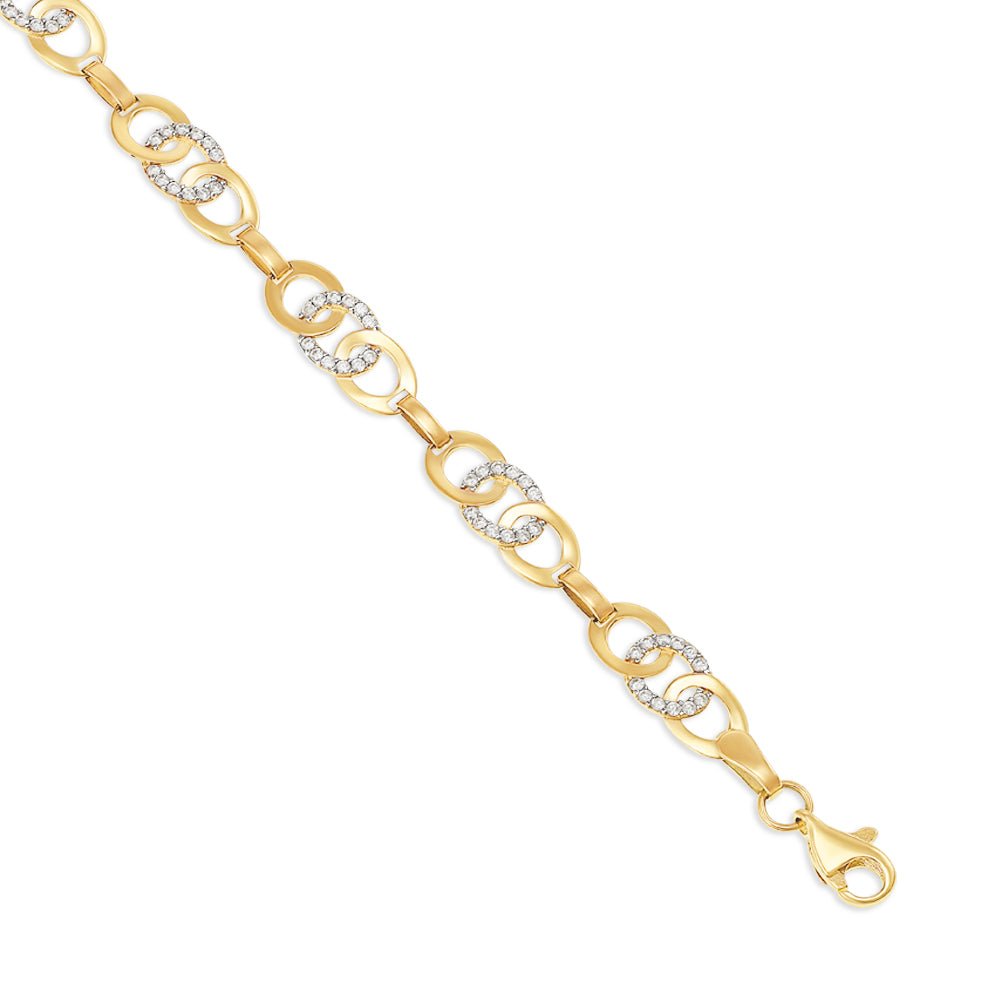 9ct Yellow Gold Fancy Cubic Zirconia Bracelet - FJewellery