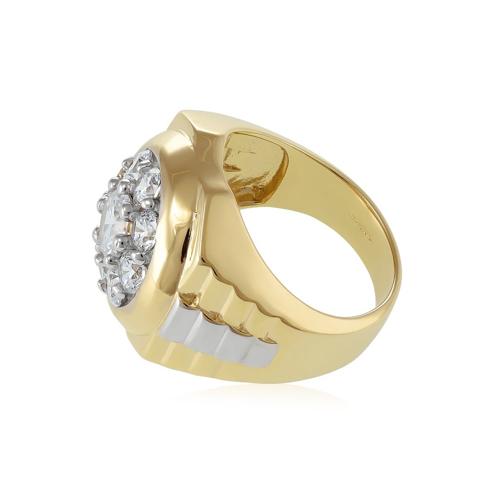 9ct Yellow Gold Fancy Gents CZ Ring DSHR0684 - FJewellery