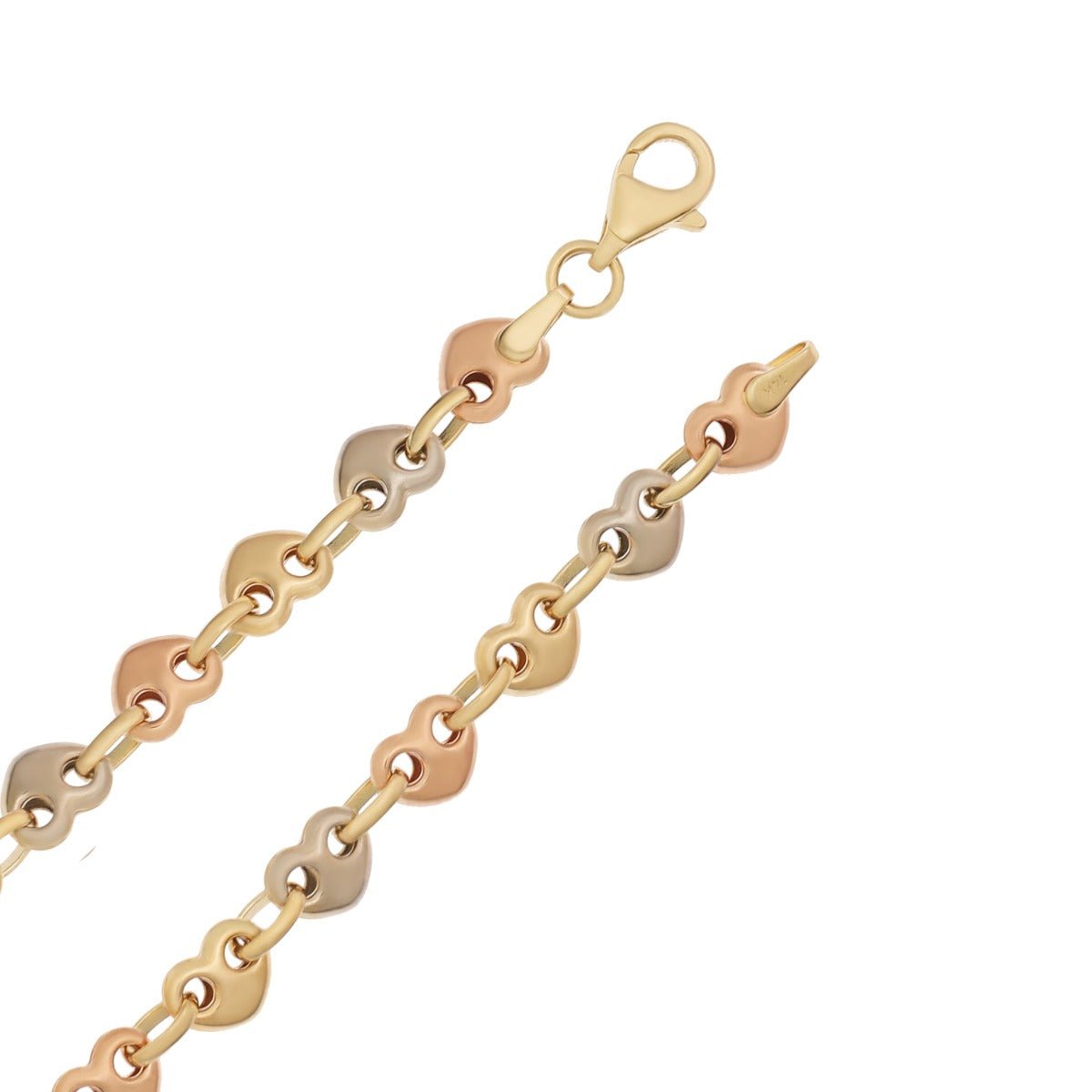 9ct Yellow Gold Fancy heart bracelet 5mm - FJewellery