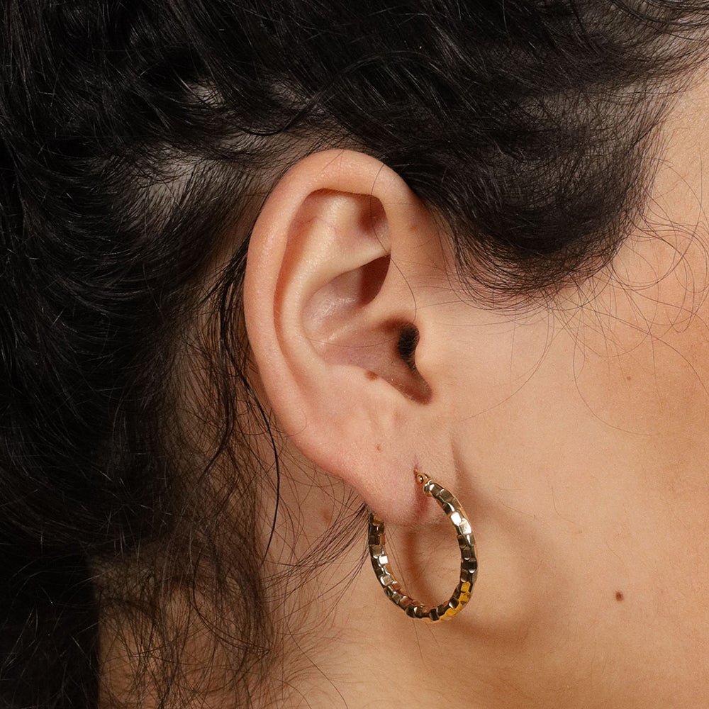 9ct Yellow Gold Fancy Hoop Earrings - FJewellery