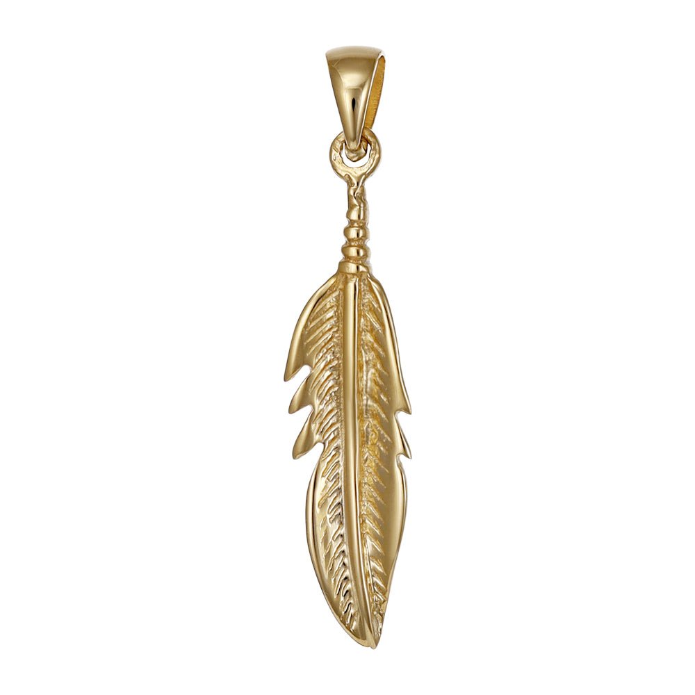 9ct yellow gold Feather Pendants PD60-9-51-31 - FJewellery