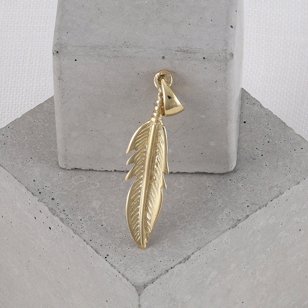 9ct yellow gold Feather Pendants PD60-9-51-31 - FJewellery