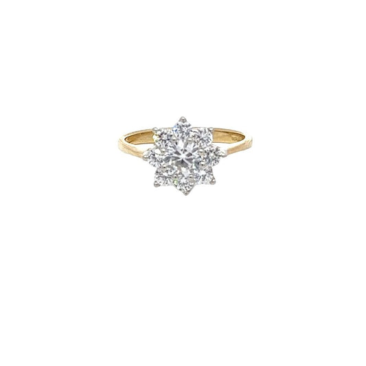 9ct Yellow Gold Flower Cz Cluster Ring - FJewellery