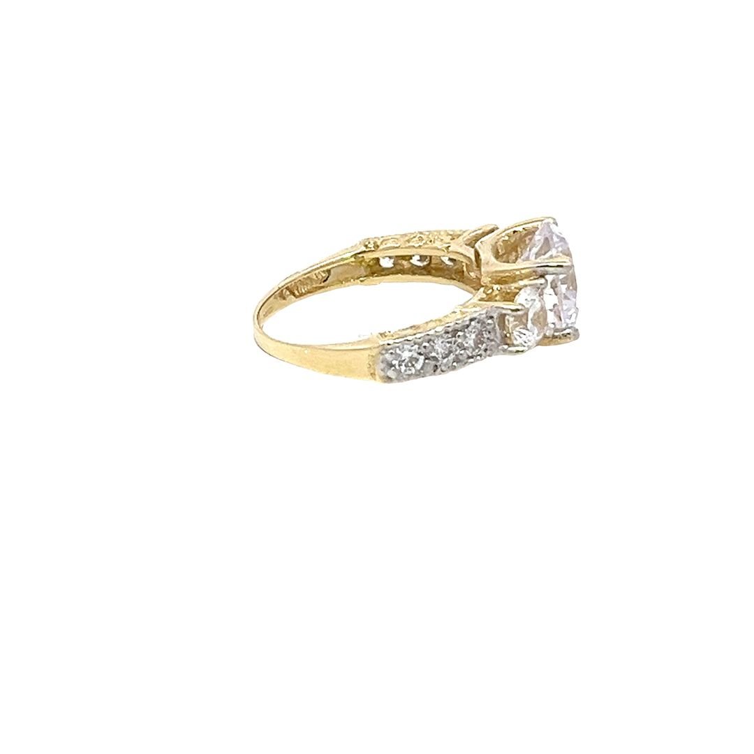 9ct Yellow Gold Graduated Trilogy Ring with Shoulder CZs DSHR0686 - FJewellery