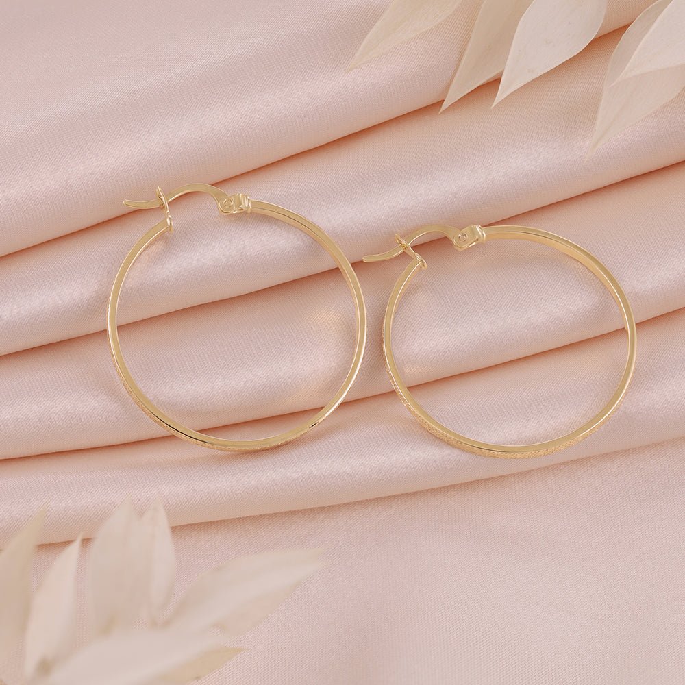 9ct Yellow Gold Greek Key Hoop Earrings ERV0241M - FJewellery