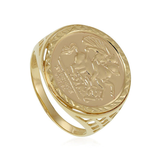 9ct Yellow Gold (Half) Coin Ring DSHR0027 - FJewellery
