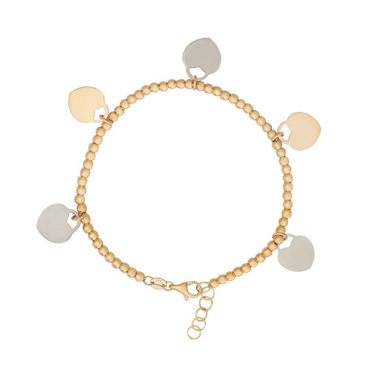 9ct Yellow Gold heart and beads bracelet 3mm - FJewellery