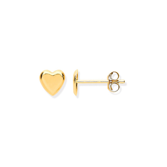 9ct Yellow Gold Heart Stud Earrings 4.4 X 4.4mm - FJewellery