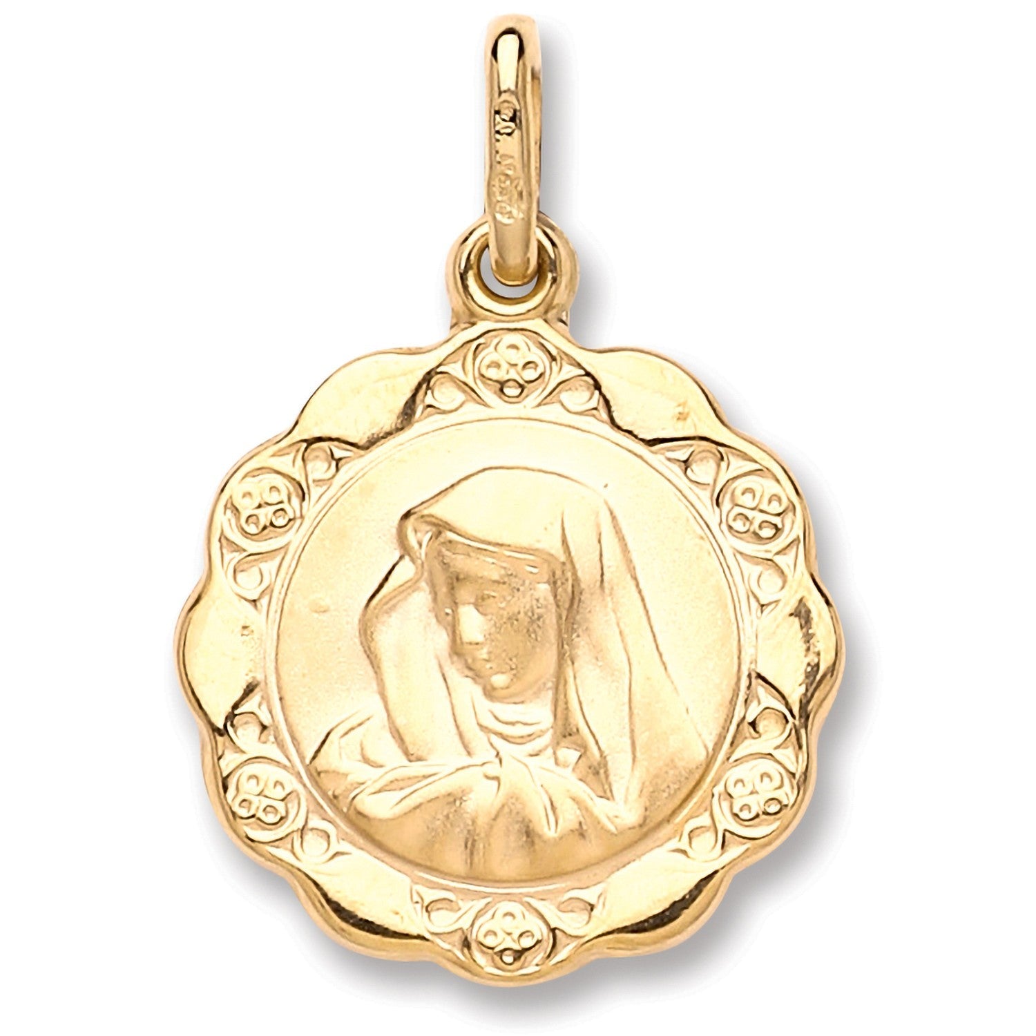 9ct Yellow Gold Hollow Madonna Pendant - FJewellery