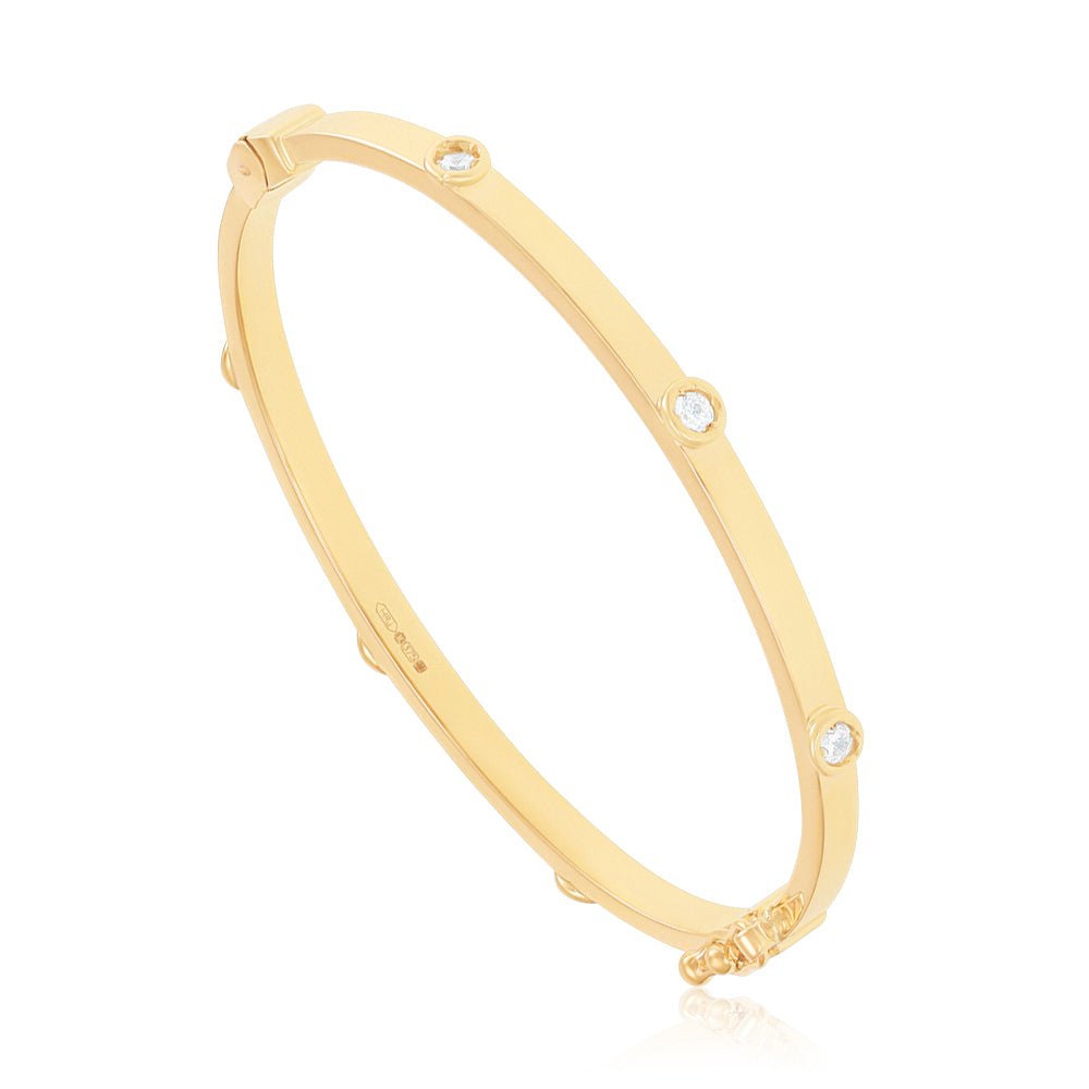 9ct Yellow Gold Hollow Oval Cz Baby Bangle - FJewellery