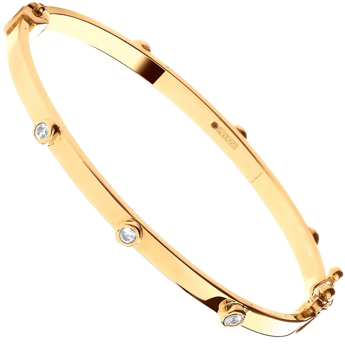 9ct Yellow Gold Hollow Oval Cz Baby Bangle - FJewellery