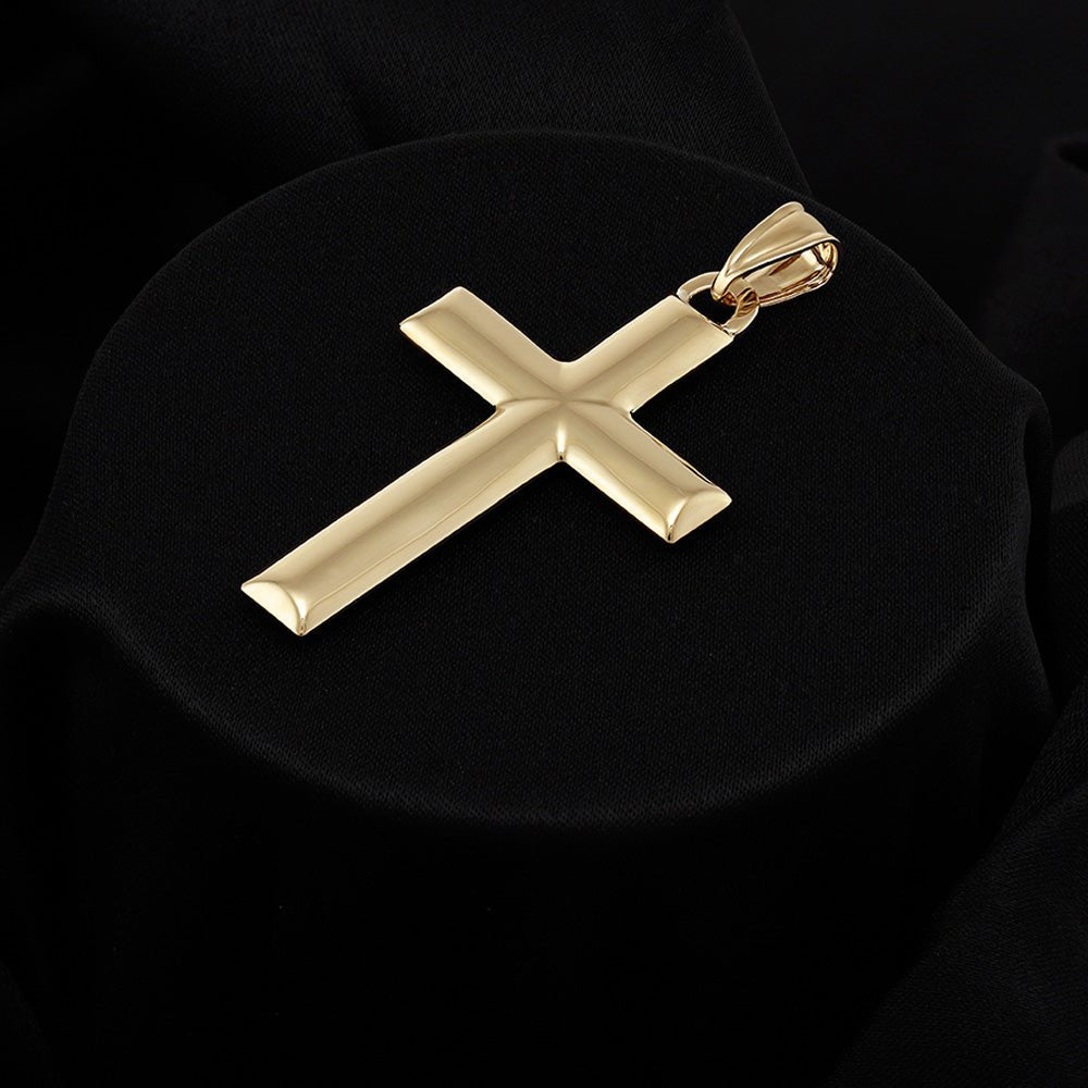 9ct Yellow Gold Hollow Tubed Cross - FJewellery