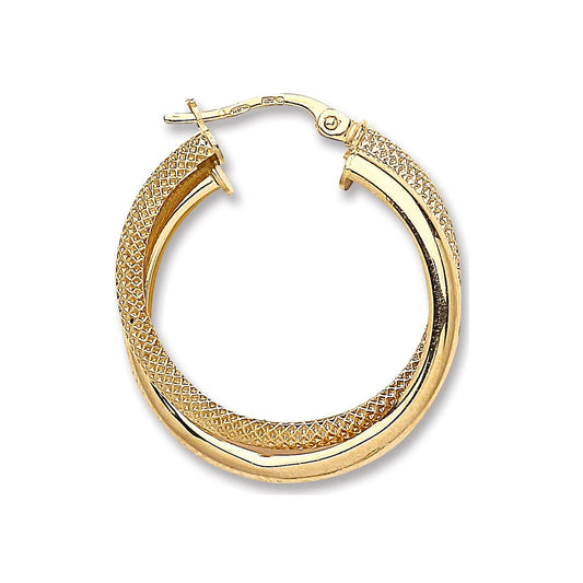 9ct Yellow Gold Hoop Earrings 25.3mm - FJewellery
