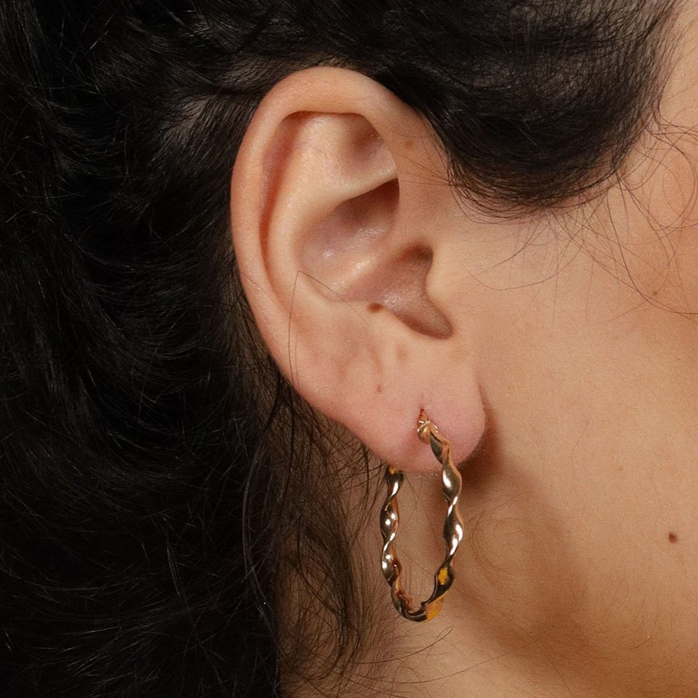 9ct Yellow Gold Hoop Earrings 25.5 X 3.0mm - FJewellery