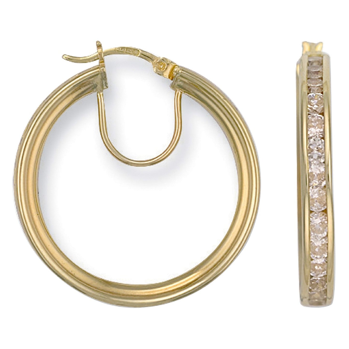 9ct Yellow Gold Hoop Earrings 29.0 X 4mm - FJewellery