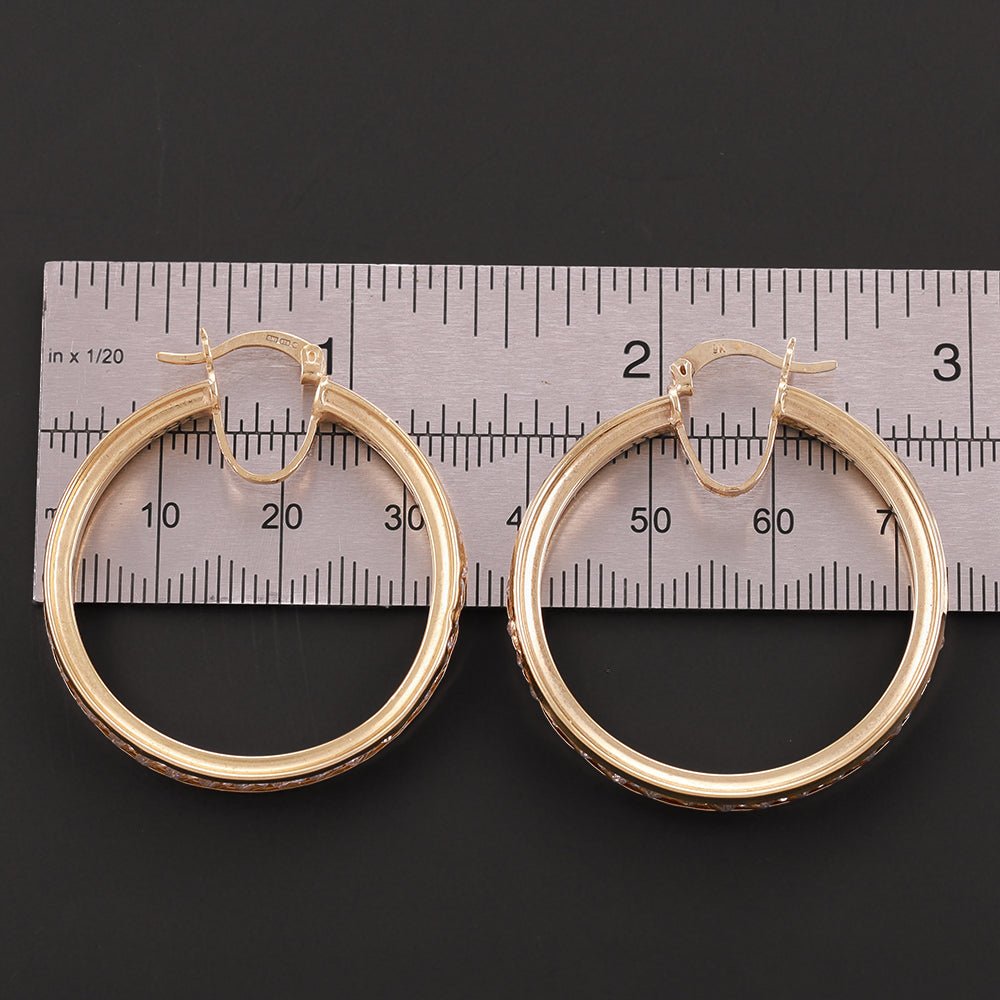 9ct Yellow Gold Hoop Earrings 34.9 X 4mm - FJewellery