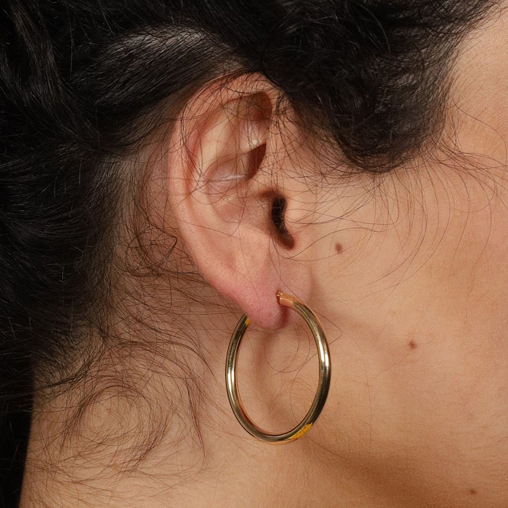 9ct Yellow Gold Hoop Earrings 36mm - FJewellery